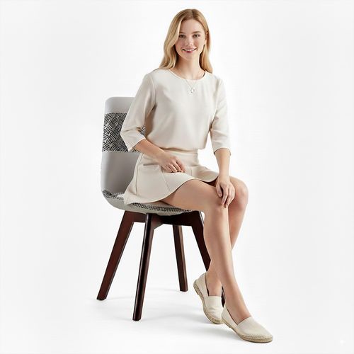 Chaise à Manger Brielle Design Scandi Rétro Pieds Foncés - Noir Et Blanc Premium Nouvelle édition -