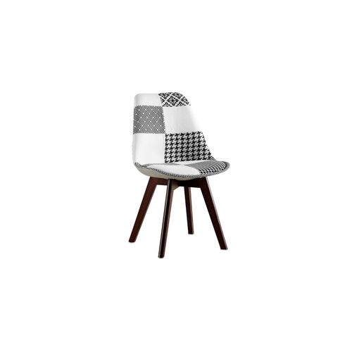Chaise à Manger Brielle Design Scandi Rétro Pieds Foncés - Noir Et Blanc Premium Nouvelle édition -