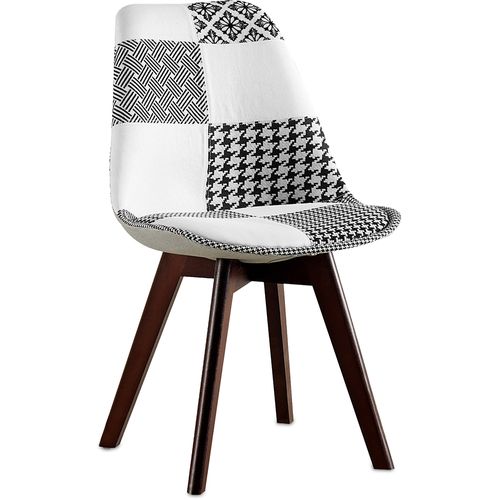 Chaise à Manger Brielle Design Scandi Rétro Pieds Foncés - Noir Et Blanc Premium Nouvelle édition -