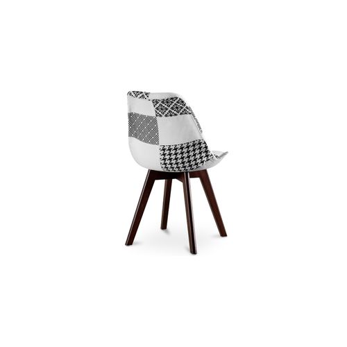 Chaise à Manger Brielle Design Scandi Rétro Pieds Foncés - Noir Et Blanc Premium Nouvelle édition -
