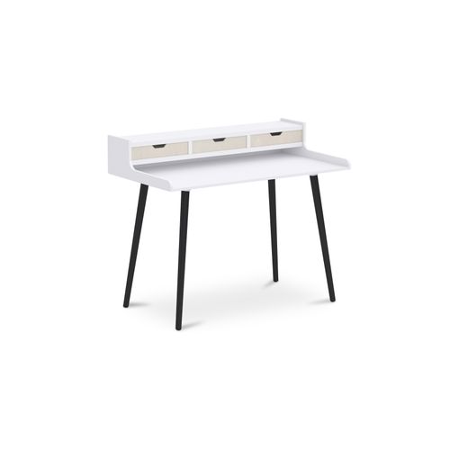 Bureau En Bois Design Scandinave - Amund Bois Naturel / Blanc