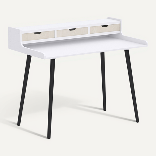 Bureau En Bois Design Scandinave - Amund Bois Naturel / Blanc