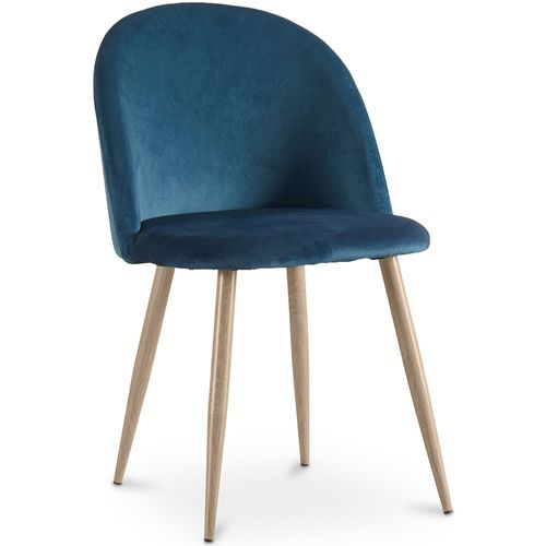 Chaise De Salle à Manger - Tapissée De Velours - Style Scandinave -  Bennett Bleu Foncé