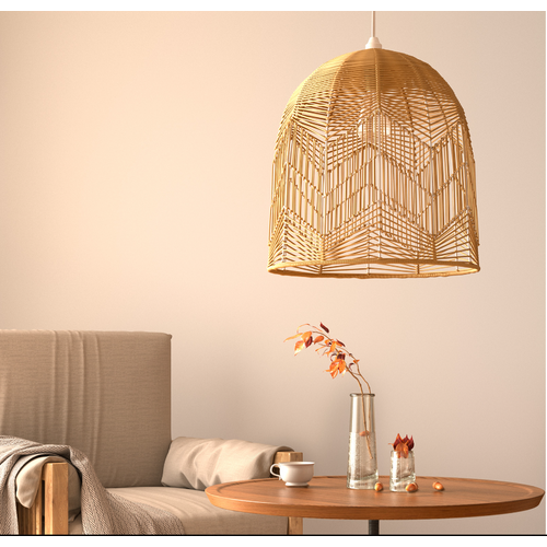 Lampe Suspendue Style Boho Bali En Rotin Naturel - Tuan Bois Naturel Clair