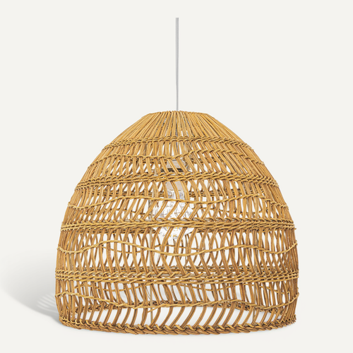 Lampe Suspendue Boho Bali En Rotin Naturel - 40cm - Seam Bois Naturel