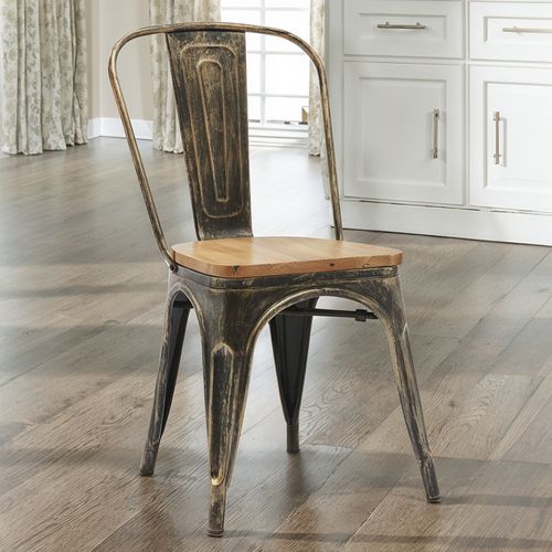 Chaise Salle à Manger Bistrot Metalix Design Industriel En Métal Et Bois Clair  - Nouvelle Edition