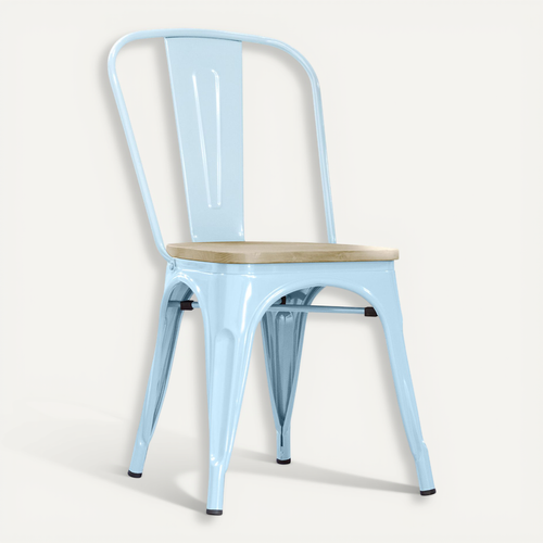 Chaise Salle à Manger Bistrot Metalix Design Industriel En Métal Et Bois Clair  - Nouvelle Edition