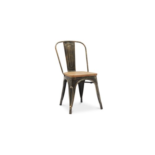 Chaise Salle à Manger Bistrot Metalix Design Industriel En Métal Et Bois Clair  - Nouvelle Edition