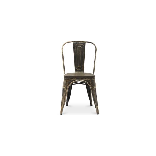 Chaise Salle à Manger Bistrot Metalix Design Industriel En Métal Et Bois Foncé - Nouvelle Edition