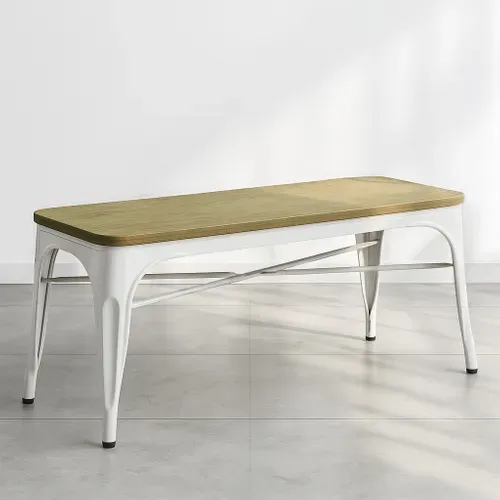 Banc Bistrot Metalix Design Industriel En Métal Et Bois Clair - Gris Foncé