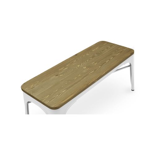 Banc Bistrot Metalix Design Industriel En Métal Et Bois Clair - Gris Foncé