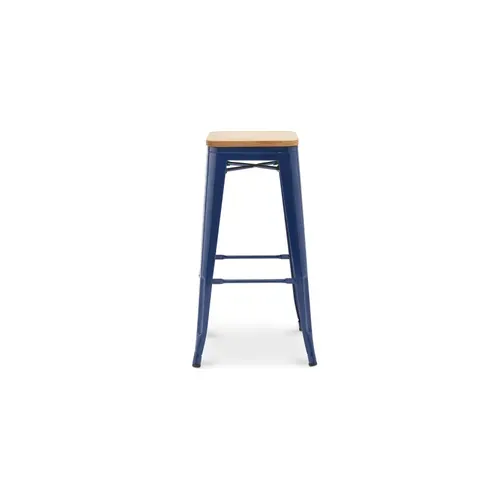 Tabouret De Bar - Design Industriel - Bois Et Acier - 76cm - Nouvelle édition - Metalix Crème