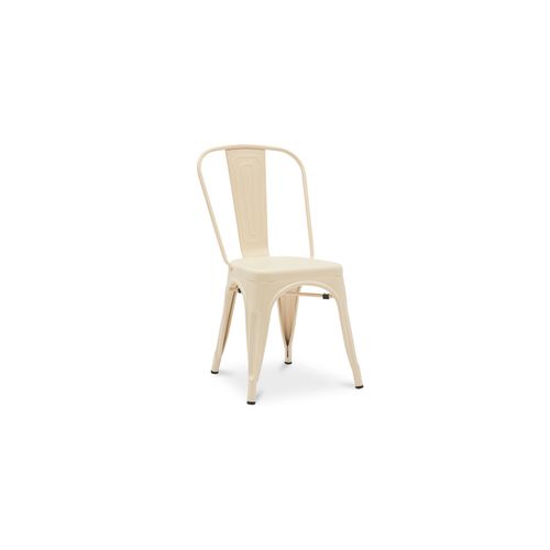 Chaise De Salle à Manger Bistrot Metalix Design En Métal Mat - Orange Pâle