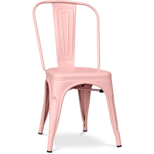 Chaise De Salle à Manger Bistrot Metalix Design En Métal Mat - Orange Pâle