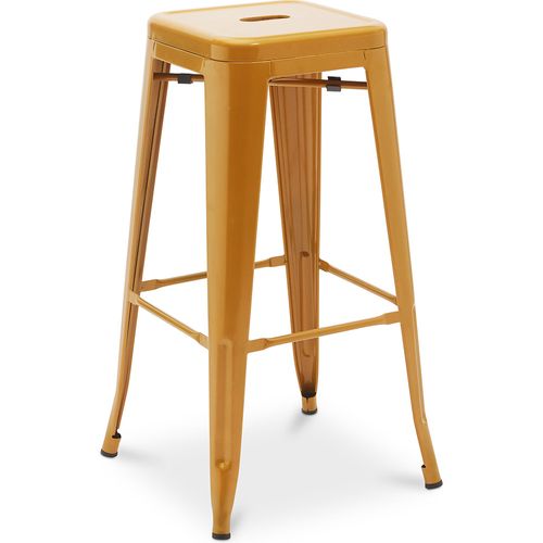 Tabouret De Bar - Design Industriel - 76cm - Nouvelle édition- Metalix Jaune