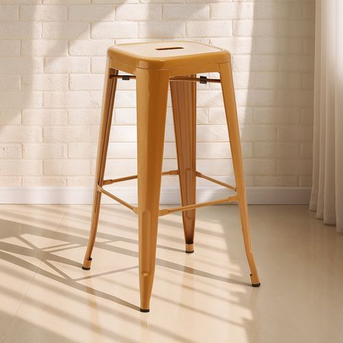Tabouret De Bar - Design Industriel - 76cm - Nouvelle édition- Metalix Jaune