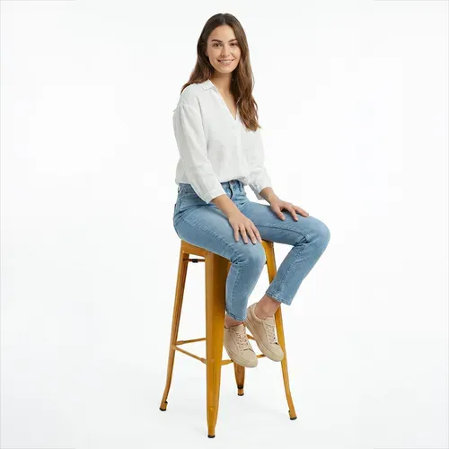 Tabouret De Bar - Design Industriel - 76cm - Nouvelle édition- Metalix Jaune