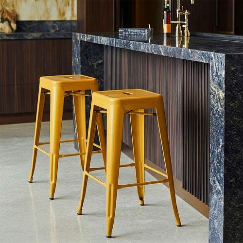 Tabouret De Bar - Design Industriel - 76cm - Nouvelle édition- Metalix Vert Clair