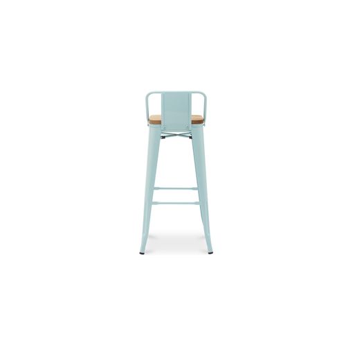 Tabouret De Bar Avec Dossier - Design - Bois Et Acier - 76cm - - Metalix Jaune Pâle