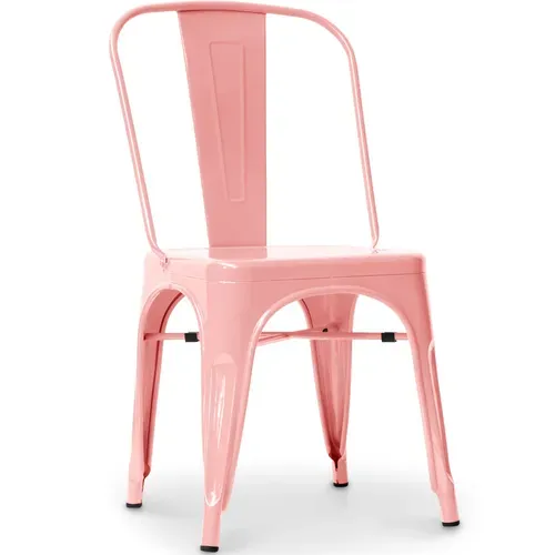 Chaise De Salle à Manger Bistrot Metalix Design Carré En Métal - Orange Pâle