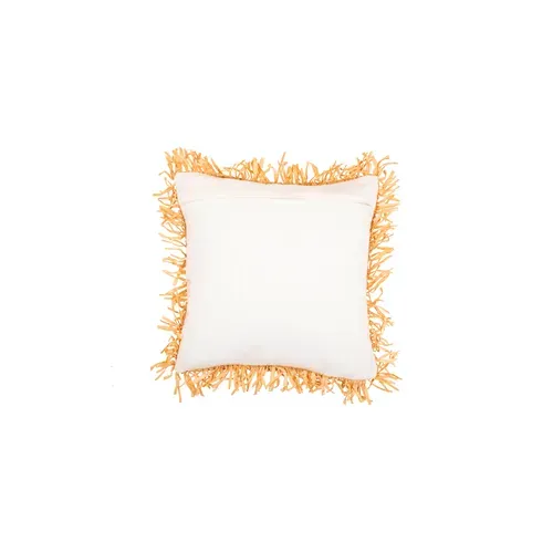 Coussin Carré Design Boho Bali, En Raphia Housse + Remplissage - Alizon Naturel