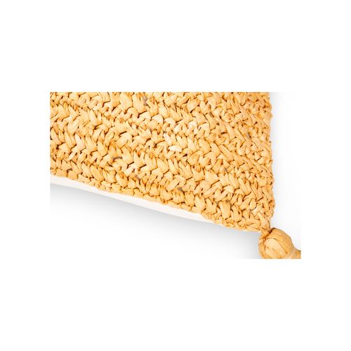 Coussin Carré Design Boho Bali, En Raphia Housse + Remplissage - Carol  Crème