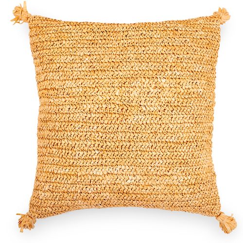Coussin Carré Design Boho Bali, En Raphia Housse + Remplissage - Carol  Crème