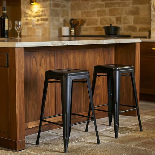 Tabouret Bistrot Metalix Métal Mat - 60cm - Nouvelle édition Rouge