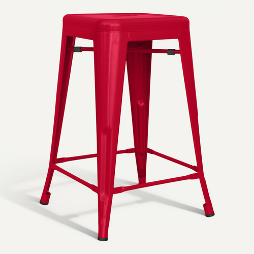Tabouret Bistrot Metalix Métal Mat - 60cm - Nouvelle édition Rouge
