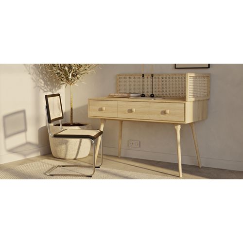 Bureau Cannage En Bois Naturel - Maya Bois Naturel