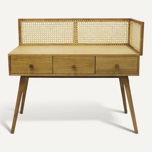 Bureau Cannage En Bois Naturel - Maya Bois Naturel