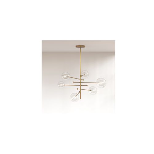 Lustre Globe Design Moderne, Laiton Et Verre - Parka Doré