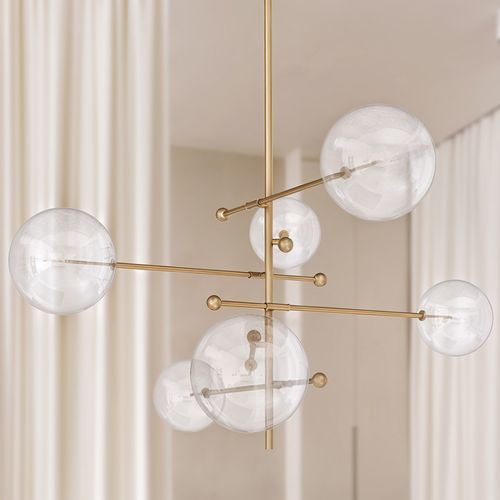 Lustre Globe Design Moderne, Laiton Et Verre - Parka Doré