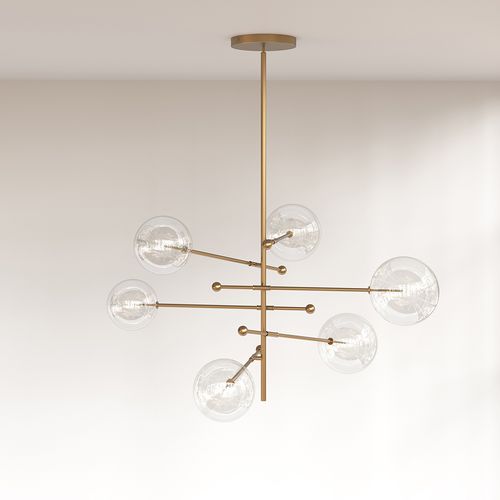 Lustre Globe Design Moderne, Laiton Et Verre - Parka Doré