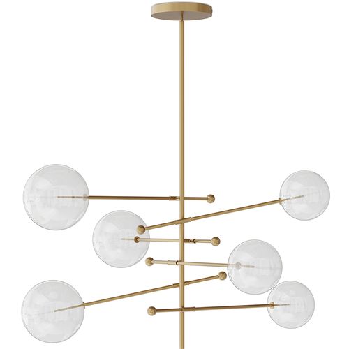 Lustre Globe Design Moderne, Laiton Et Verre - Parka Doré