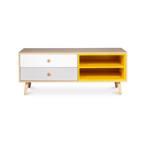 Meuble TV En Bois - Design Scandinave - Preius Bois Naturel
