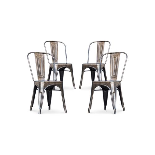 X4 Chaise De Salle à Manger Bistrot Metalix Design Industriel En Métal - Nouvelle édition