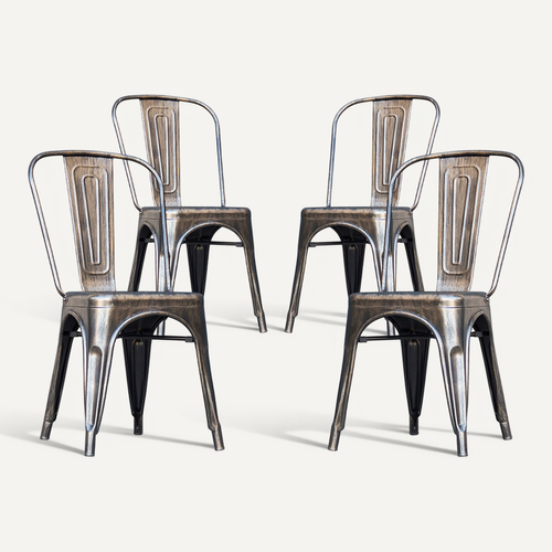 X4 Chaise De Salle à Manger Bistrot Metalix Design Industriel En Métal - Nouvelle édition