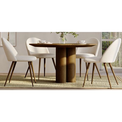 Chaise De Salle à Manger En Bouclette Fausse Fourrure Tapissée - Boucles Blanches - - Bennett Benne