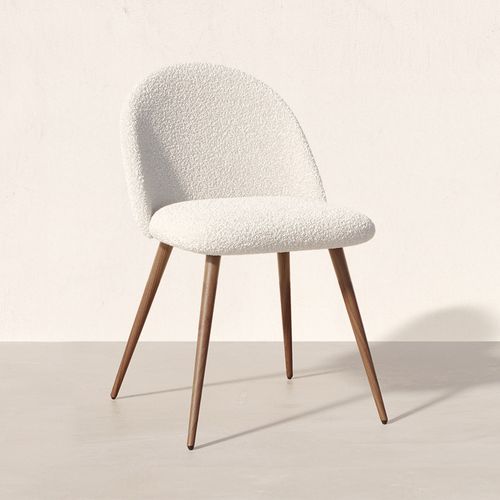 Chaise De Salle à Manger En Bouclette Fausse Fourrure Tapissée - Boucles Blanches - - Bennett Benne