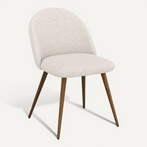 Chaise De Salle à Manger En Bouclette Fausse Fourrure Tapissée - Boucles Blanches - - Bennett Benne