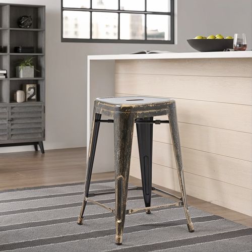 Tabouret De Bar - Design Industriel - 60cm - - Metalix Vert Pâle