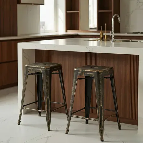 Tabouret De Bar - Design Industriel - 60cm - - Metalix Vert Pâle