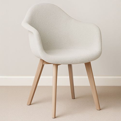 Chaise De Salle À Manger En Bouclette Fausse Fourrure Tapissée - Boucles Blanches - Amir Blanc
