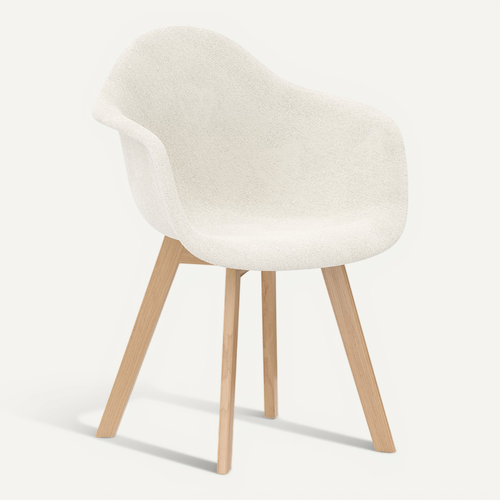 Chaise De Salle À Manger En Bouclette Fausse Fourrure Tapissée - Boucles Blanches - Amir Blanc
