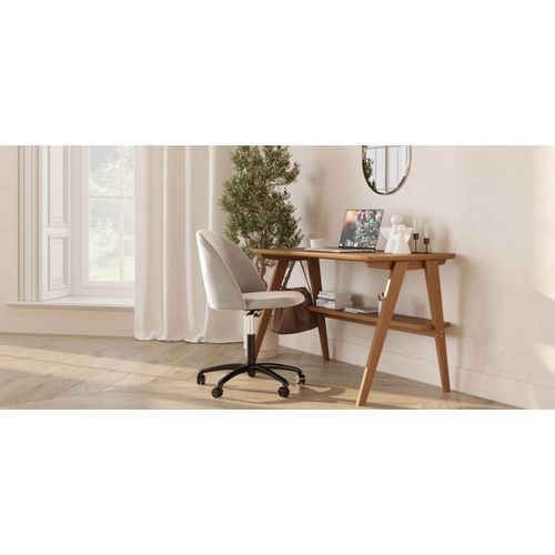 Chaise De Bureau Rembourrée - Velours - Bennett Orange