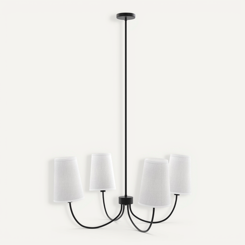 Lustre Noir De Plafond Avec 4 Abat-jours - Xium Noir