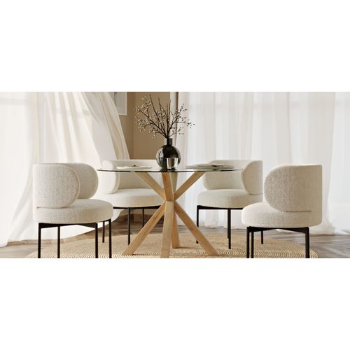 Table À Manger Ronde - 120cm - Verre - Ebra Naturel