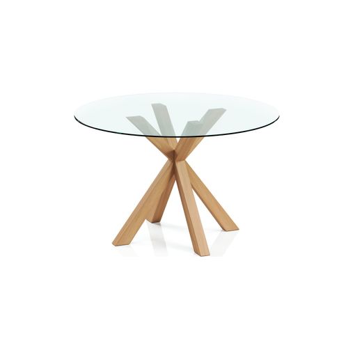 Table À Manger Ronde - 120cm - Verre - Ebra Naturel