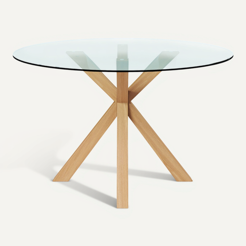Table À Manger Ronde - 120cm - Verre - Ebra Naturel